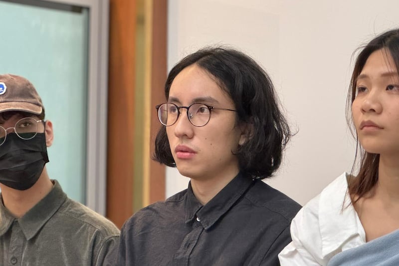 參與抗議的香港人台大社會學系齊同學（程皓楠攝）
